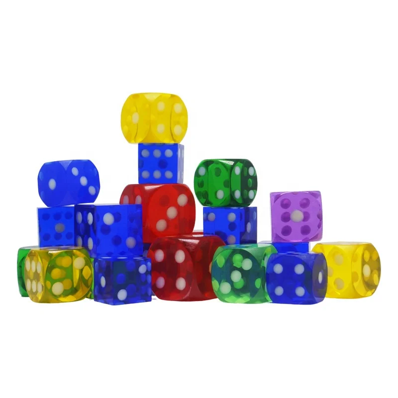Wholesale Custom Resin Transparent D6 Adults Board Game Dices 14mm Set