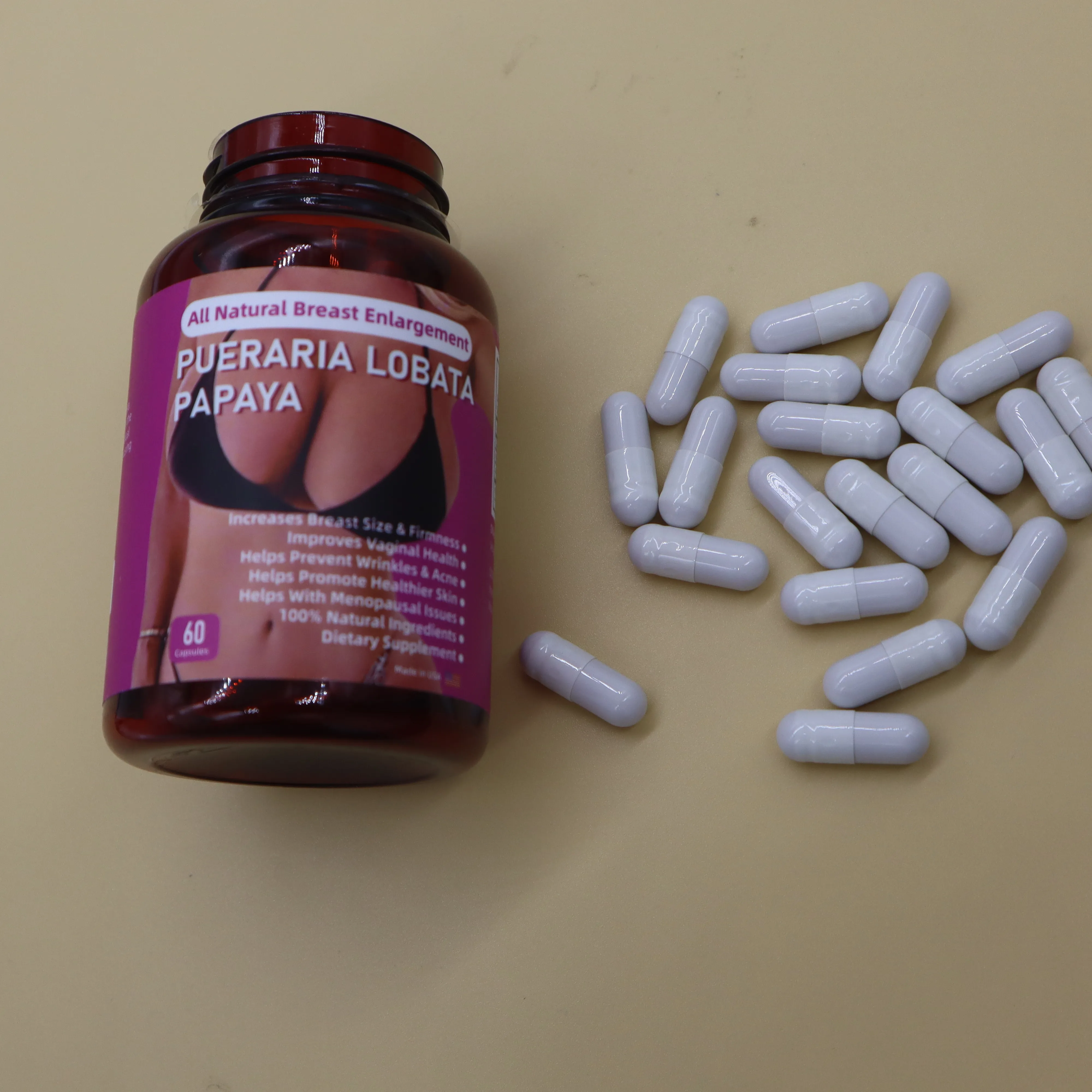 OEM Private Label Vegan Big Breast Enhancement Pills Supplement Organic Breast Enlargement Pueraria Mirifica Capsules