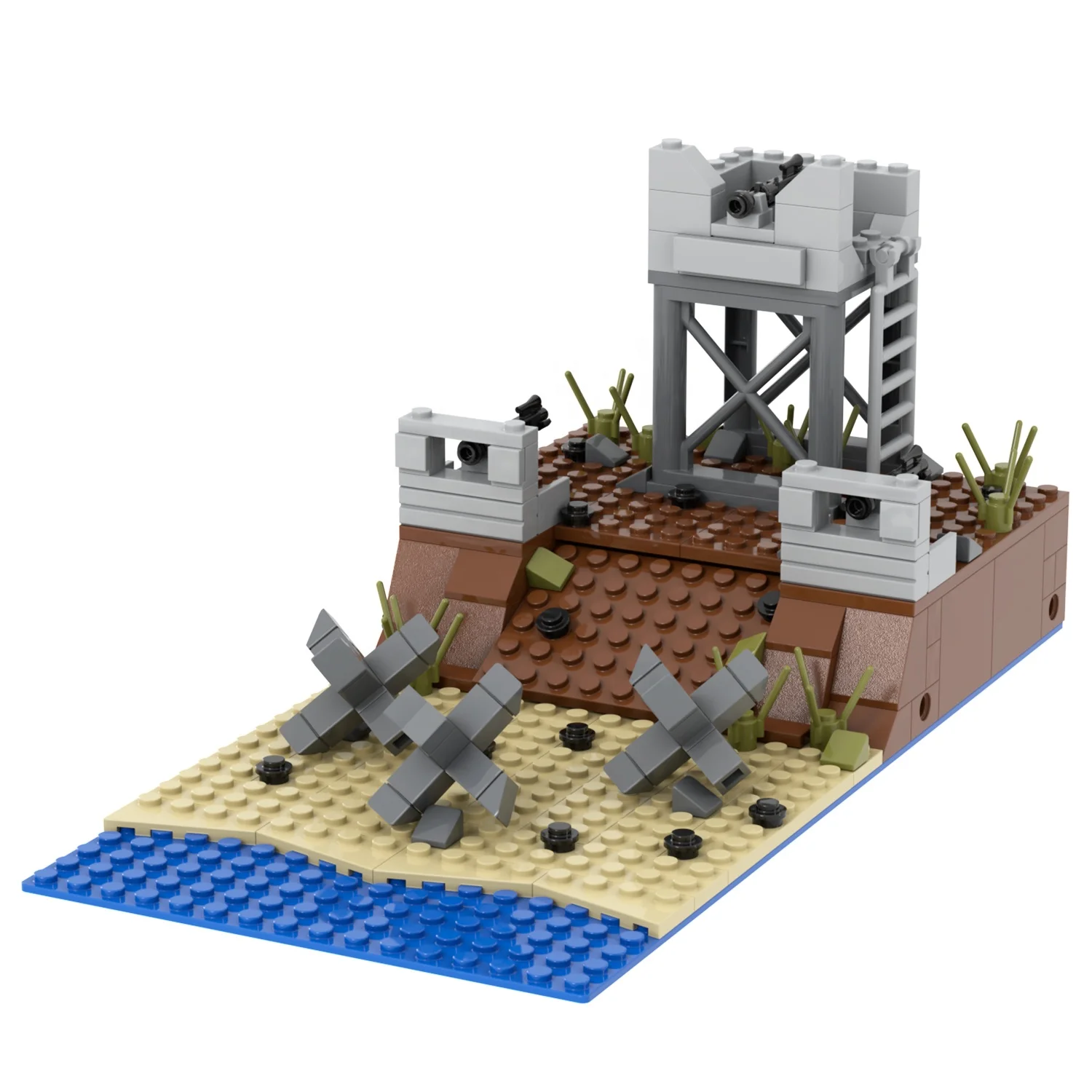 231PCS MOC5075-B WW2 Military Wars Highland Watchtower Bunkers Sentry Observation Tower Building Blocks sets Toys Weapons Army