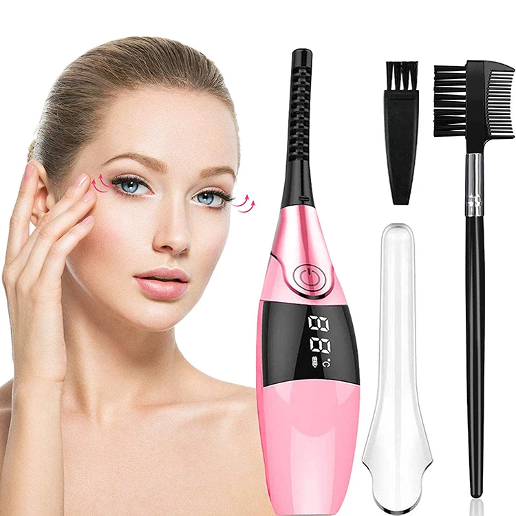 360 Heated Eyelash Tools Curler Electric Heat Mini Usb Eye Lash Pink Heated Eyelash Curler