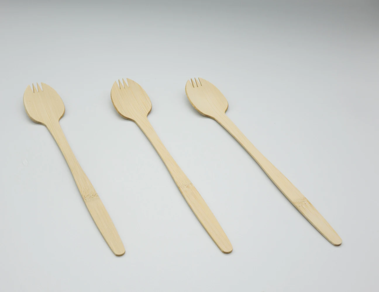 Factory direct sale natural bamboo long handle milk tea fork and spoon