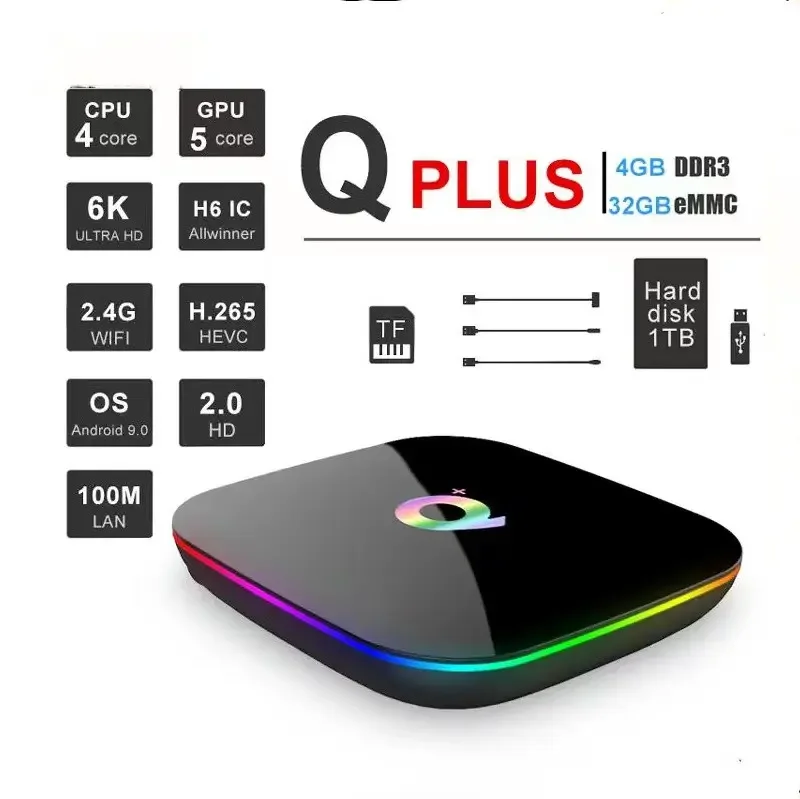 2023New product Q PLUS H6 Android 9.0 Smart tv box Quad Core set top Box Dual Wifi ott 6k android tv box 2G 16G 4g 32g 4g 64g