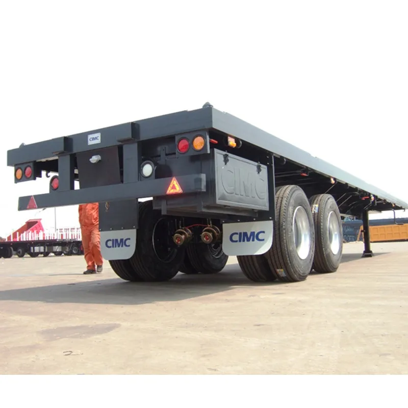 3 axles 60 ton 40ft trailer container truck flat bed trailers tanzania used flatbed trailer for sale