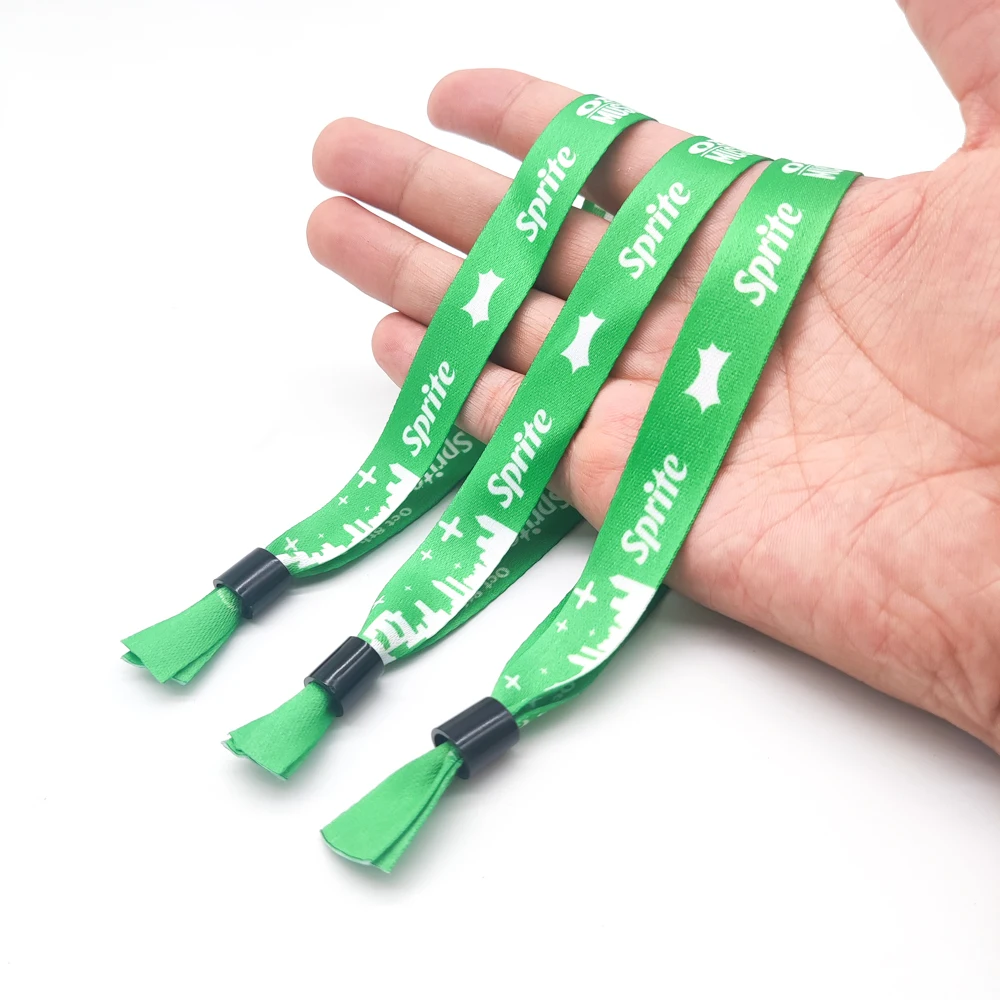 Wholesale Dye Sublimation Custom pink Satin Silk Printed Bracelet Ribbon Wristbands with logo Custom