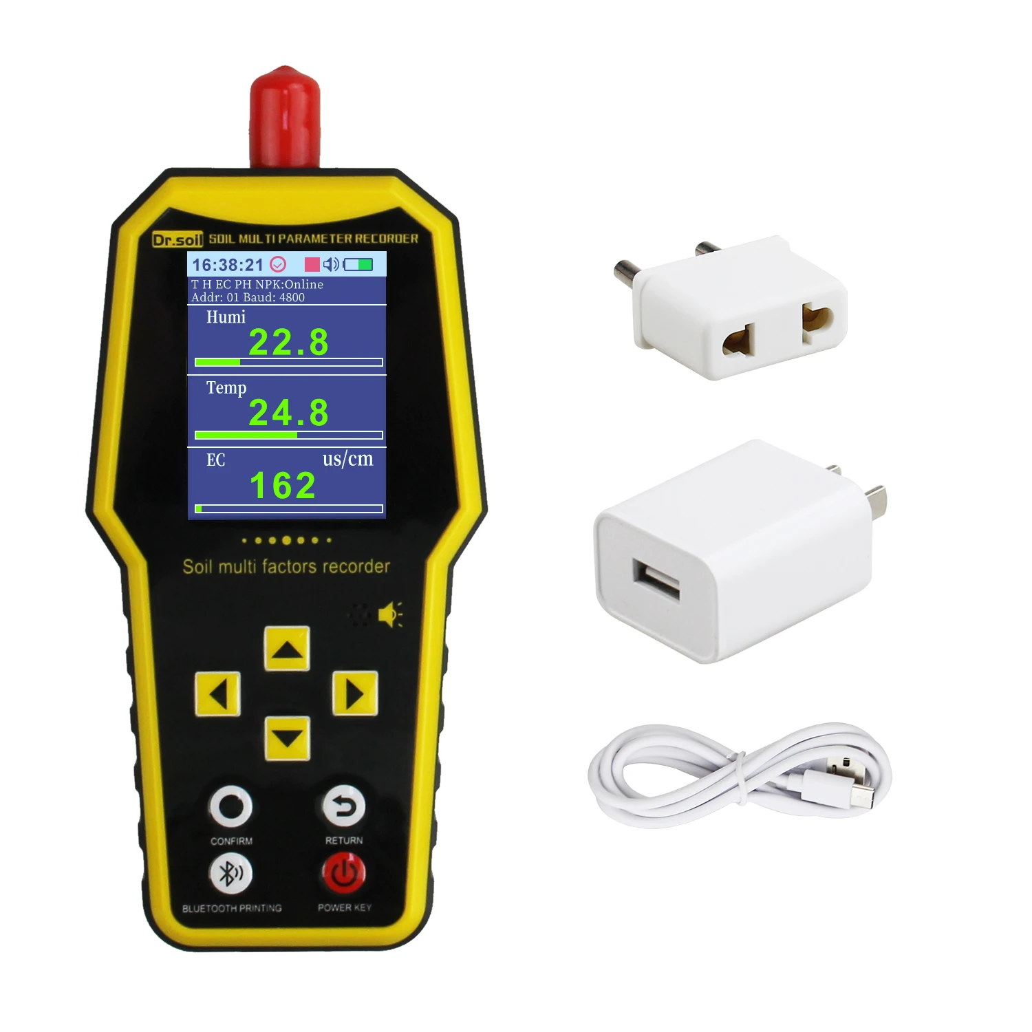 Soil Detector Soil Sensor Nitrogen Phosphorus Potassium PH Ph Temperature and Humidity Water Sensor EC Nutrient Speed Tester
