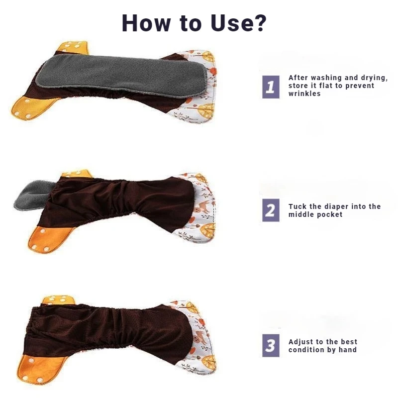Многоразовые карман из конопляной ткани с бамбуковым древесным углем для тканевых подгузников 3-х слойные бамбуковые вкладыши