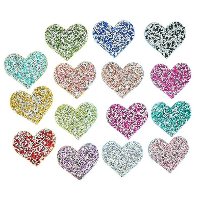 Heart-Shaped Self-Adhesive Rhinestone Stickers Bling Glitter Crystal Diamond Decals Cars Interior Exterior Decorations DIY
