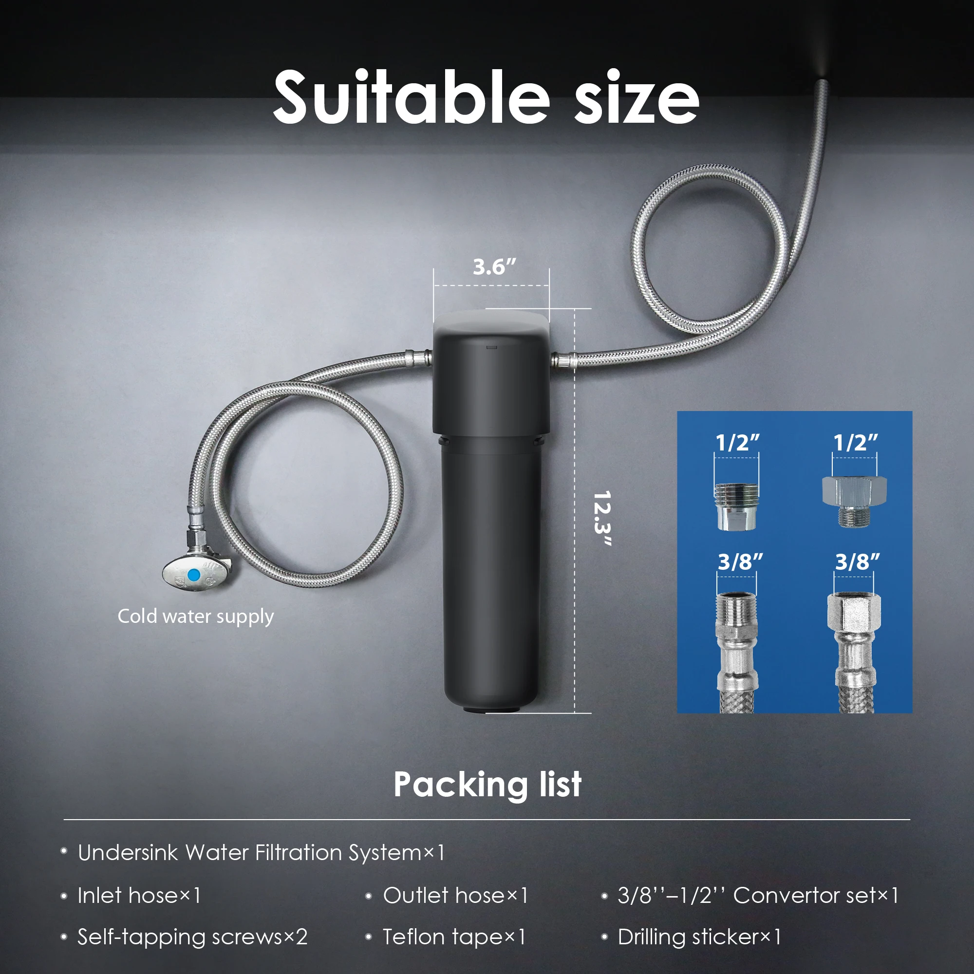 Undersink Ultrafiltration Water Filter System With Dedicated Faucet