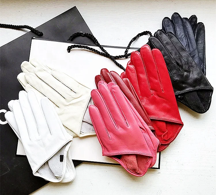 
Wholesale Women New Trendy Style Black 100% SheepLeather Evening party 4 finger Gloves For Size S M L XL 2XL 
