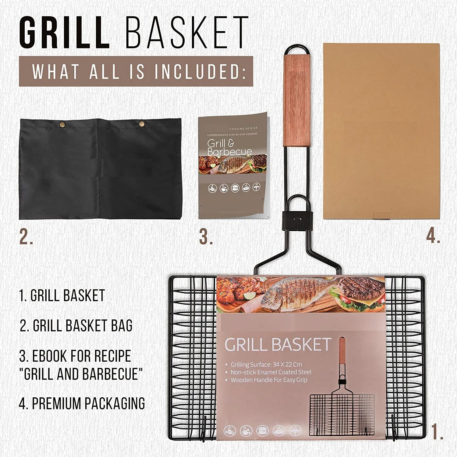 Portable Non-Stick Stainless Steel BBQ Basket Barbecue Grilling Basket BBQ grill net BBQ grilling basket