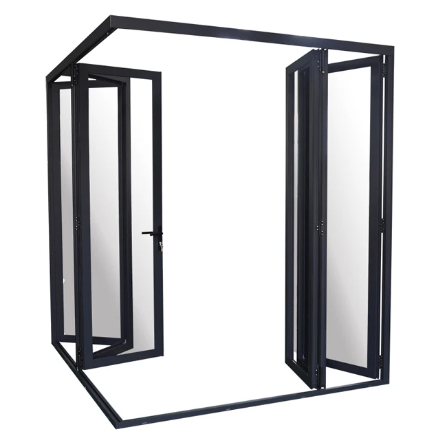 Popular sale accordion floding doors Aluminum frame  exterior Bifold  Door for residential commercial modular house