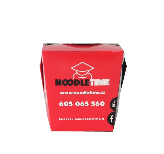 Red Black Restaurant Takeaway Packaging Disposable Lunch Box Takeout Asia Food Container With Plastic Handle