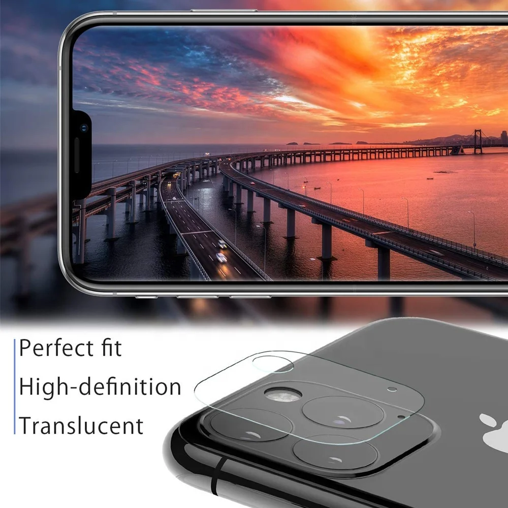 
2019 New 9H High Clear Camera Lens Glass Protector For iPhone 11, 2.5D Glass Transparent Camera Lens Protector for iPhone 11 Pro 