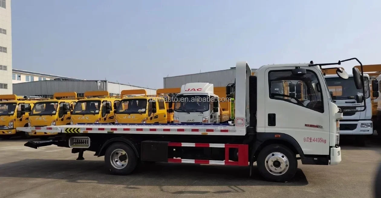 HOWO 5 Ton Tow Truck Wrecker Flat Bed Towing Recovery Truck Tilt Tray Tow Truck