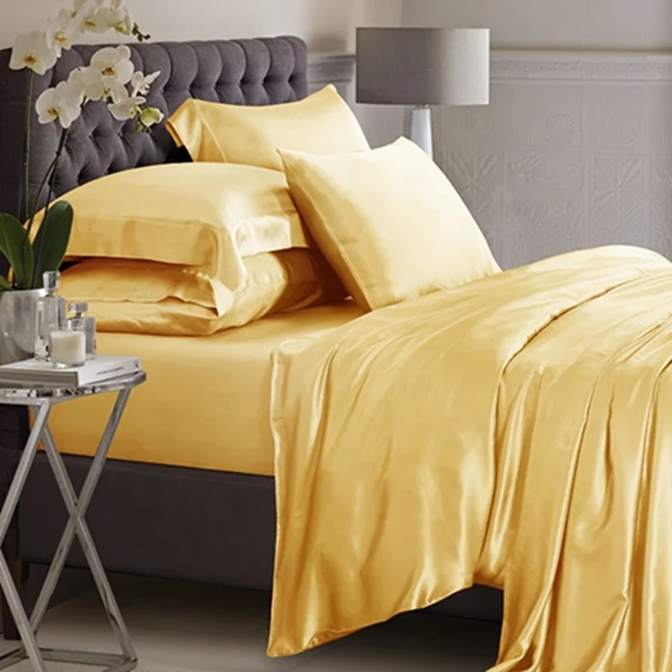 High luxury good quality factory supply 100% pure silk fitted bed sheet set