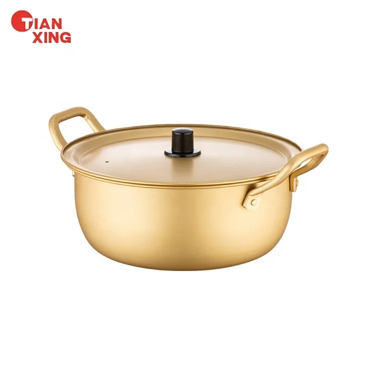 Wholesale Multi-functional Korean Style Noodle Pot Serving Bowl Stock Pot Aluminum Induction Cooking Pot With Lid