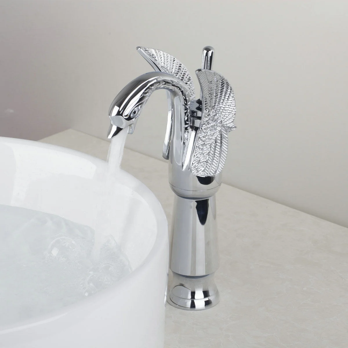 Goose Neck Wash Basin Mixer Tap Deck Mount Brass Single Handle Chrome Gold Plated Bathroom Animal Shape Swan Neck Faucet