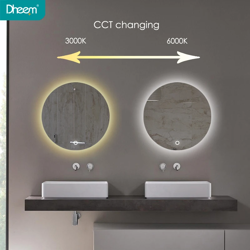 
round Illuminated smart backlit mirror lighted bathroom mirrors led mirror 