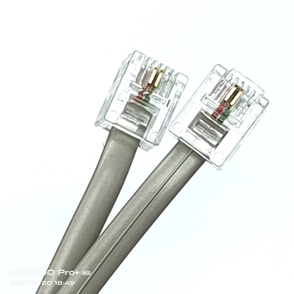 2-core 26awg telephone extension wire RJ11 / RJ11 telephone adapter extension wire