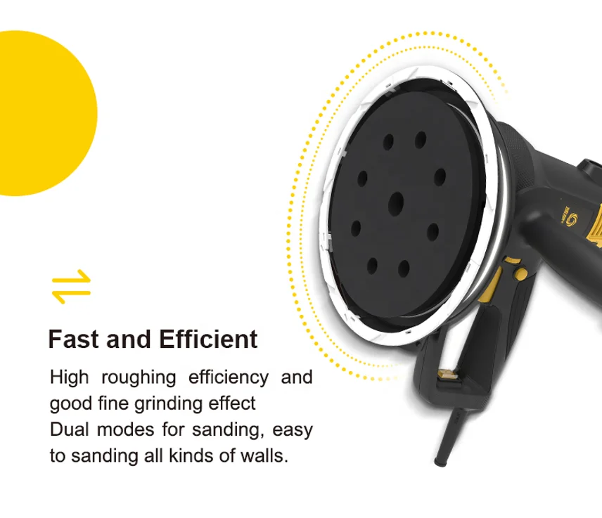 Fine grinding hand-held dustless 750W orbital electric Sander Machine for cement floor daywall putty dry polishing sander
