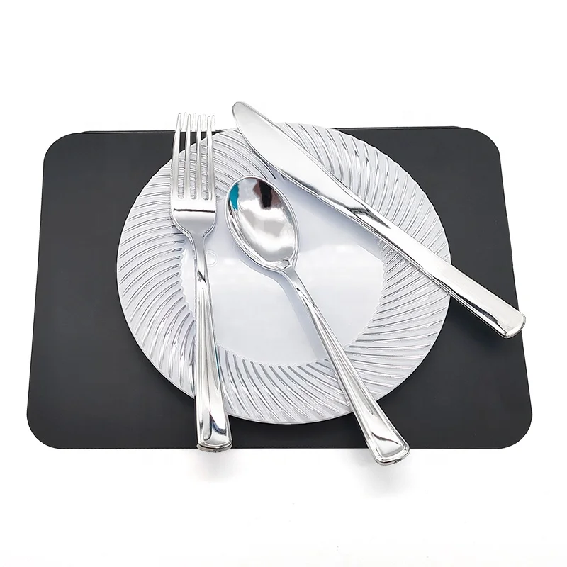 Eco-friendly Silver Party Tableware Disposable Plastic Cutlery Knife Spoon Fork