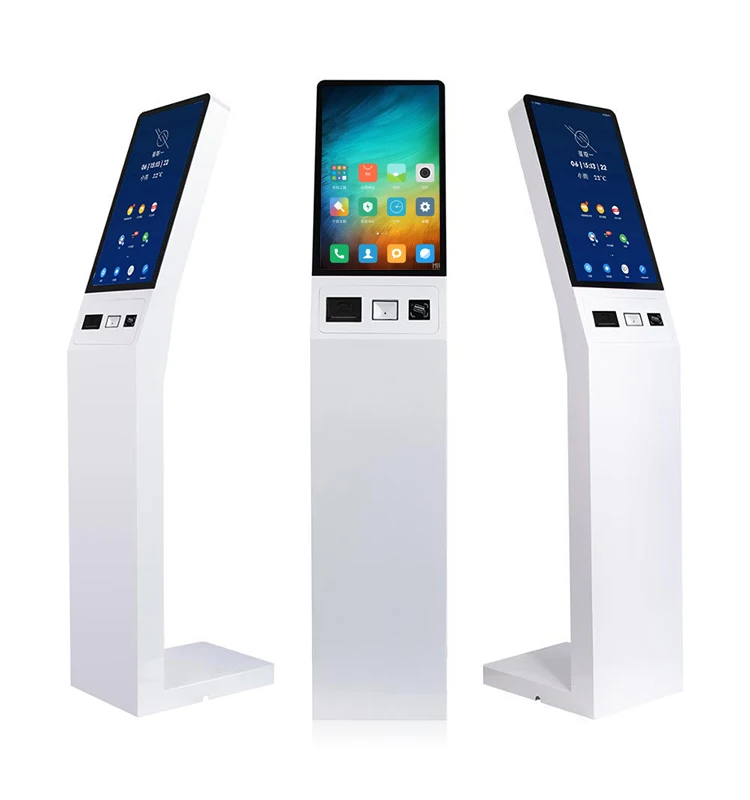 Visitor registration touch kiosk 15.6 21.5 inch queue touch screen self-service kiosk with face Recognition camera