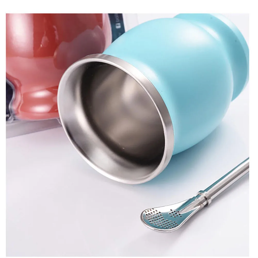 sublimation double wall argentina stainless steel  yerba mate cup with Bombilla Straw