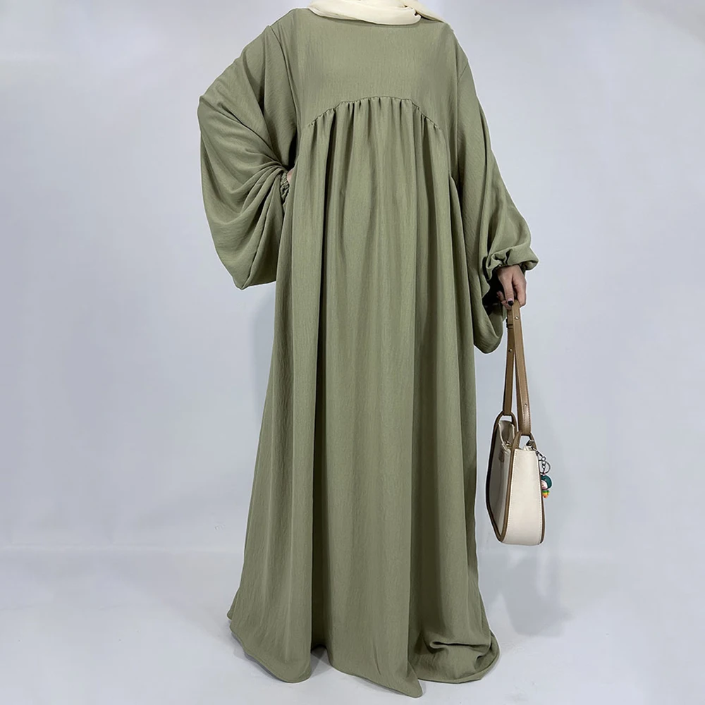 Modest Abaya EID Airy Loose Sleeve Jazz Crepe Robe Ramadan Dubai Islamic Clothing Wholesale Muslim Women Dress