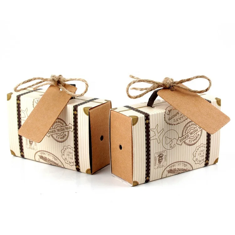 Ourwarm 10 pcs Wedding Candy Suitcase Shaped Gift Box Paper Gift Box Packaging