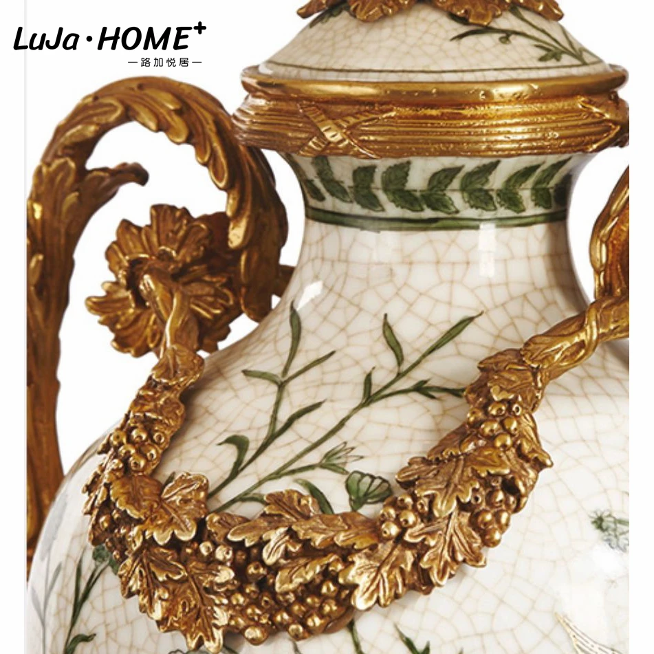 Wholesale Retro Style Craft Ginger Jars Luxury Home Decor Chinese Floral Vase Ceramic Porcelain Flower Vase