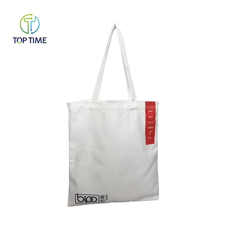 Custom logo printed 12oz white color cotton canvas makeup tote bags