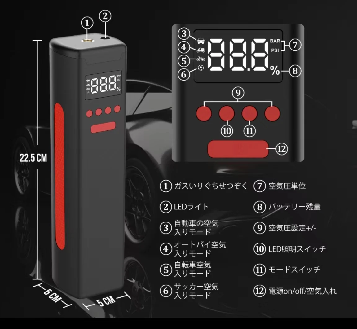 High Quality Pump Pressure Kit Motor Part Smart Tire Inflator Portable Air Compressor 150Psi
