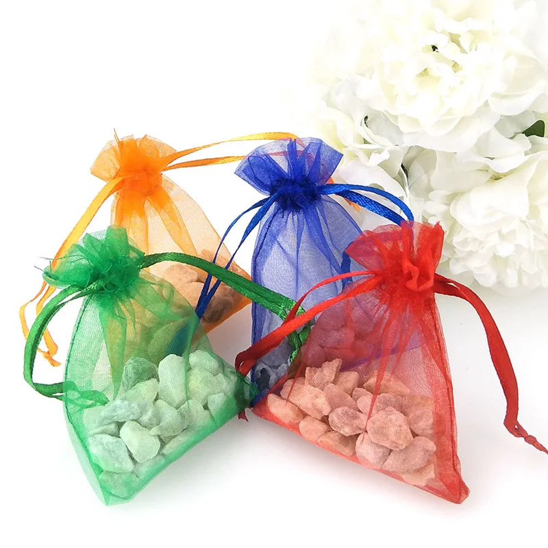 Wholesale Custom Drawstring Organza Bags  Colorful Pouches Candy Pouch Jewelry Mesh Organza Bag