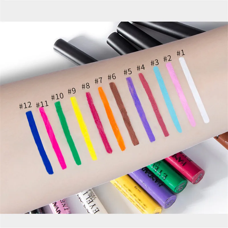 
12 Colors Matte Eyeliner Liquid Waterproof Easy To Wear Make Up Matte Eye Liner Blue Red Green Brown Eyeliner Color Liner 