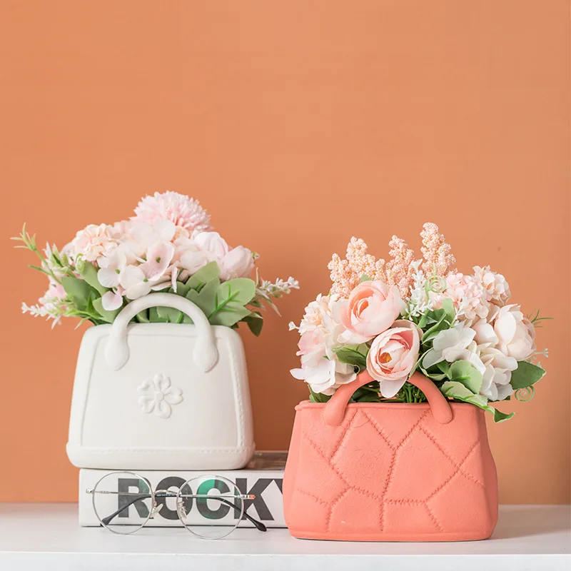 Red Envelope Vase Wide Mouth Ceramic Creative Nordic For Home Living Room Flower Arrangement Simple Style Decor Ornaments