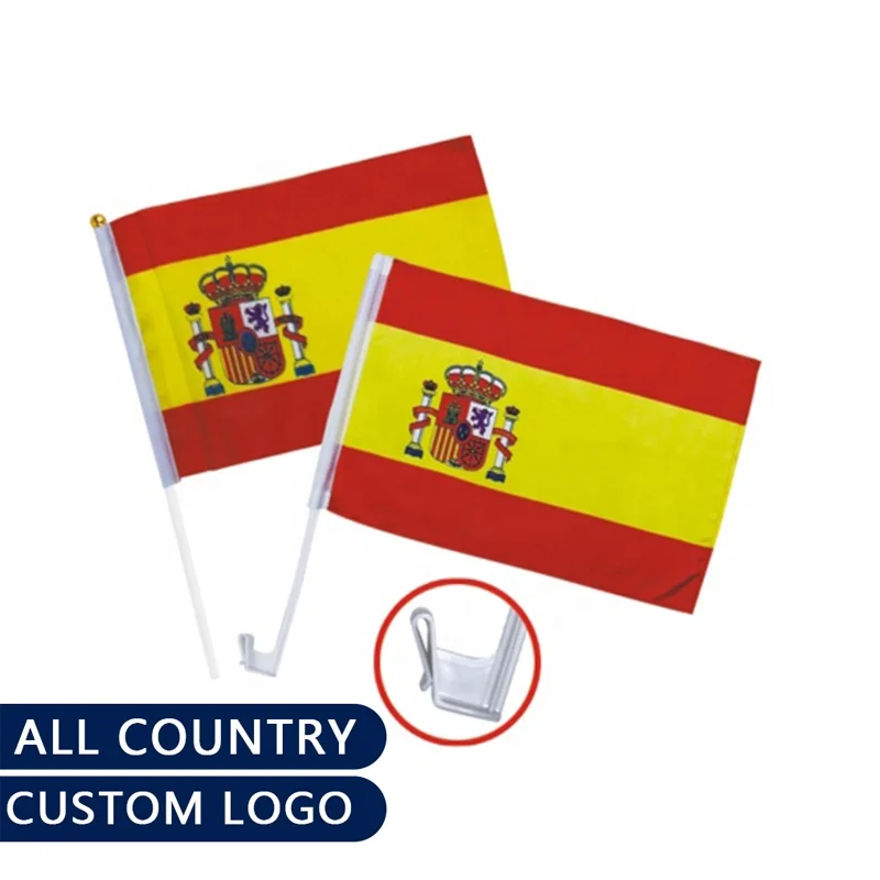 Wholesale Double Side Printing Window Decoration Spain car flag