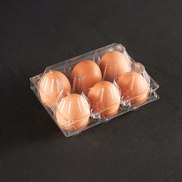 Wholesale Disposable PET Transport Package Box 6 Holes Egg Cartons Refrigerator Plastic Trays for Eggs