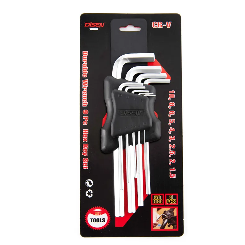 Professional factory 9pcs middle long flat point tools hex key set
