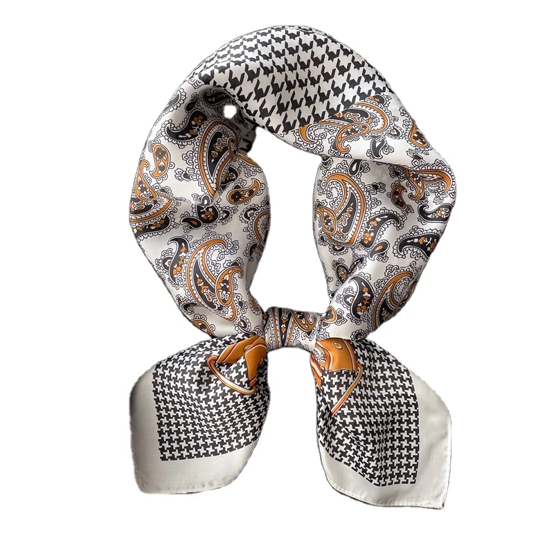 High Quality Digital Printed Silk Satin Scarf Custom Design Spring Summer Girl Gift Twill Satin Square Neck Scarf For Women