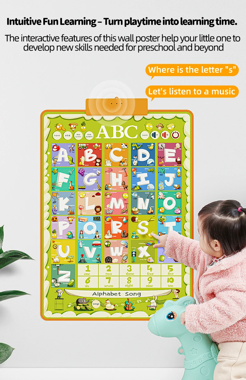 Nearest design 100 English words learning electronic battery sound voice talking wall chart for child study colors and shapes