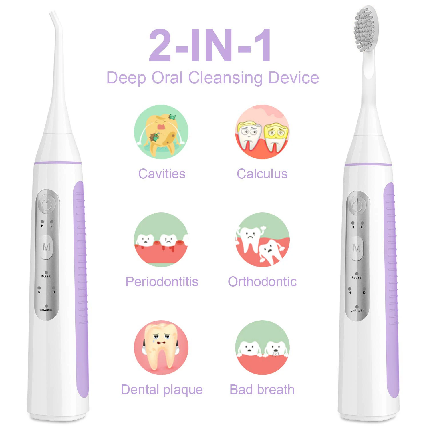 Travel Ipx7 Dental Portable Toothbrush Cordless Oral Irrigat or Water Flosser 2 in 1 Teeth Cleaner for Tooth