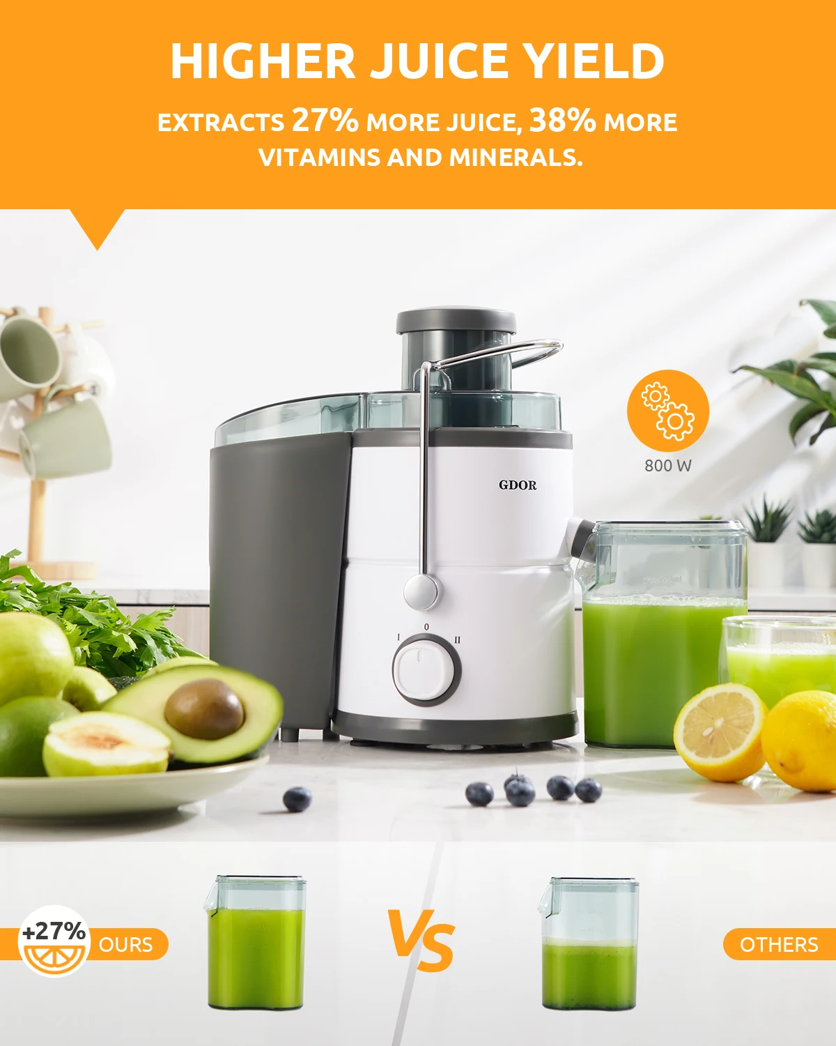 500ml Juice Cup Centrifugal portable juicer electric juicers 1.5l Slag Bucket + Anti-drip Juice Machine