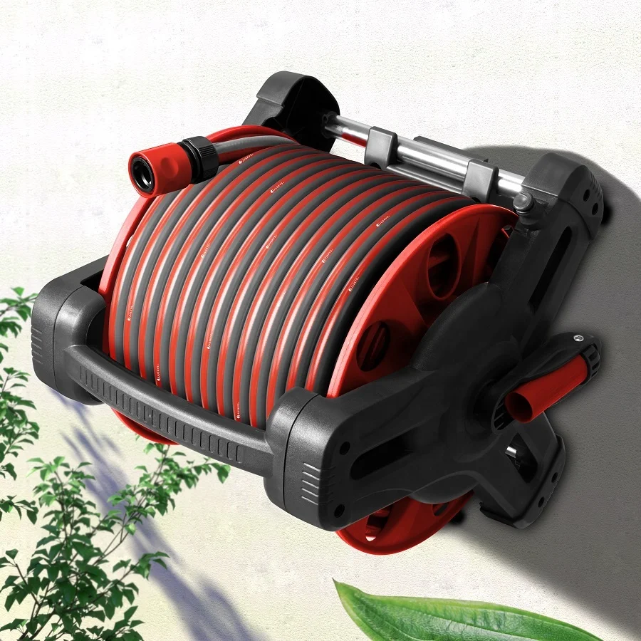 Wall Mounted Water Hose Reel Cart For Outdoor Garden Hose Reel with 10 Pattern Hose Nozzle
