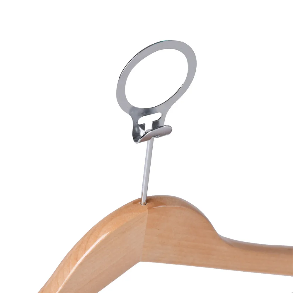 Factory price natural wooden hotel suit hanger with anti theft hook with ring