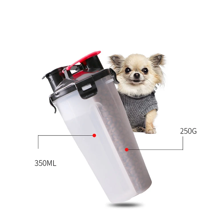 Drinking Cup Food Bowl 2 In 1 Design 350ml+250g Portable Travel Outdoors Dog Cat Water Bottles Christmas Presents Set