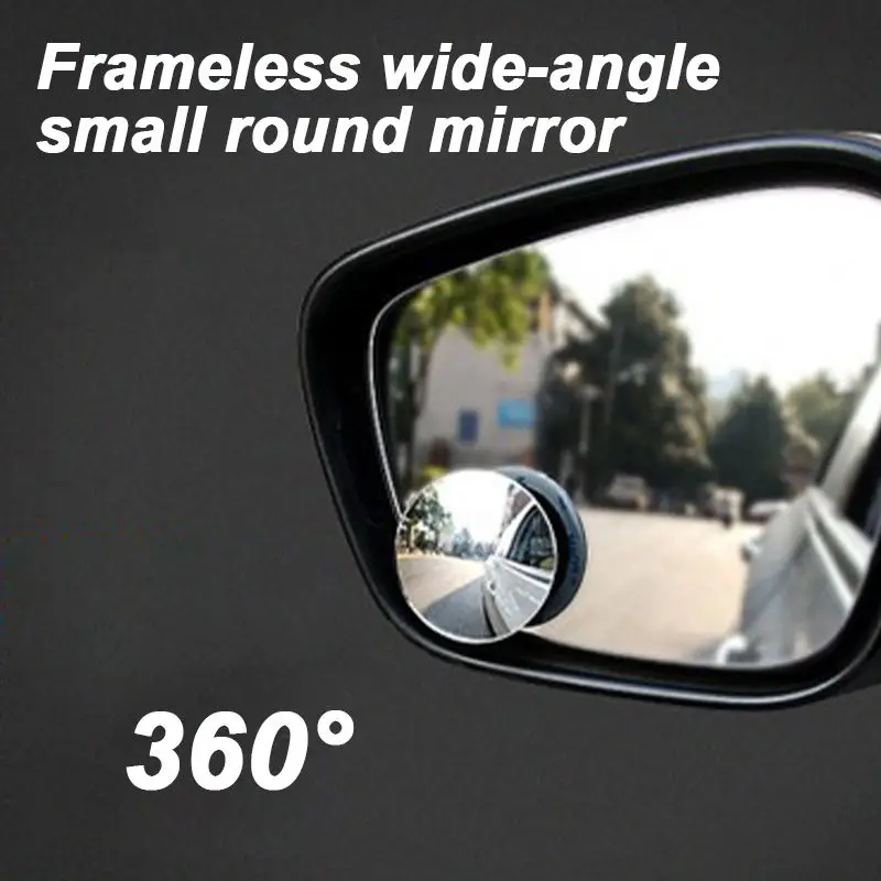 360 Degree Wide Angle Adjustable Rotation Round Hd Frameless Convex Car Rear View Mirror Blind Spot