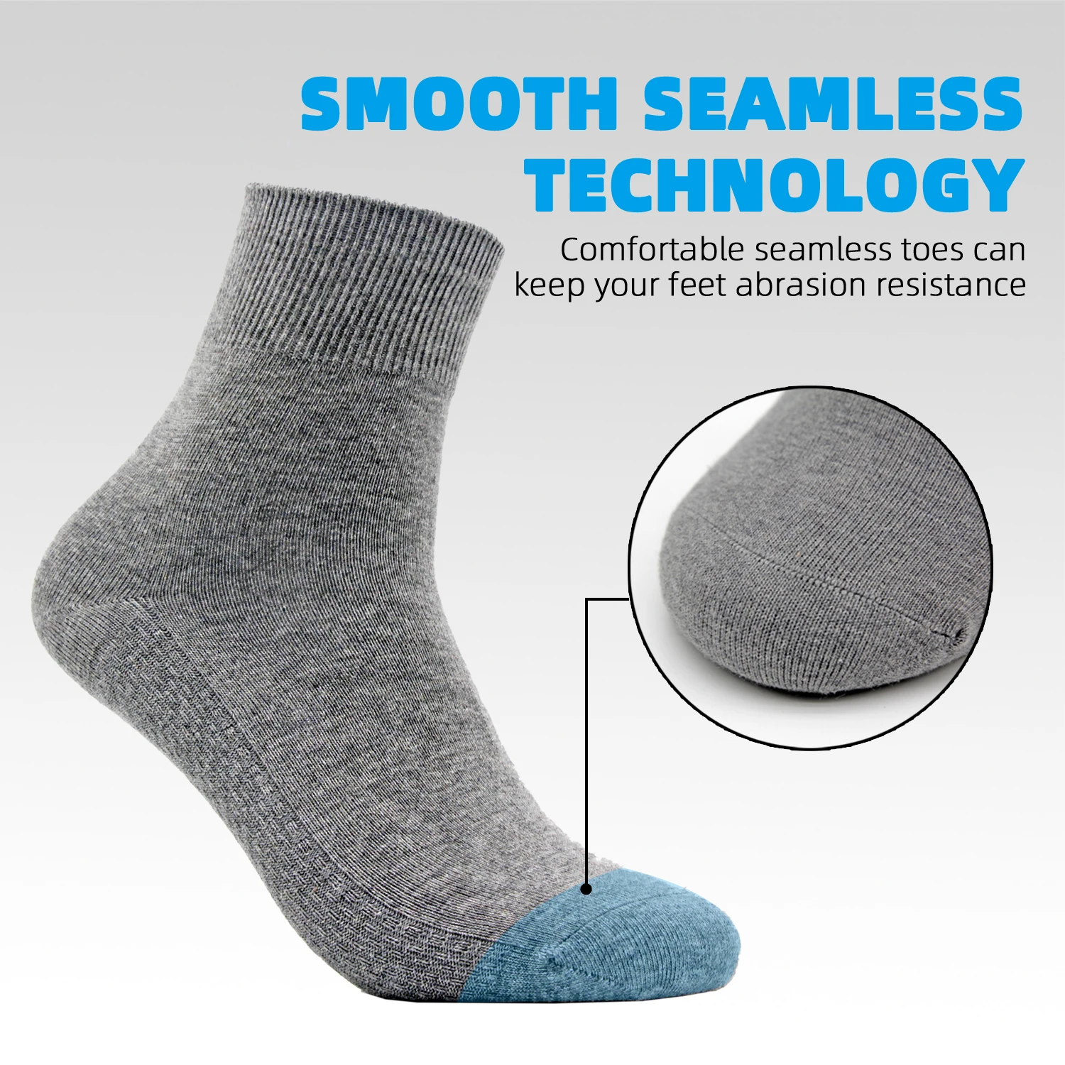 Sliver Fiber Loose Fit Socks Antimicrobial For Good Blood Circulation Diabetic Soft Seamless Toe Binding Sock For Sport Shoes