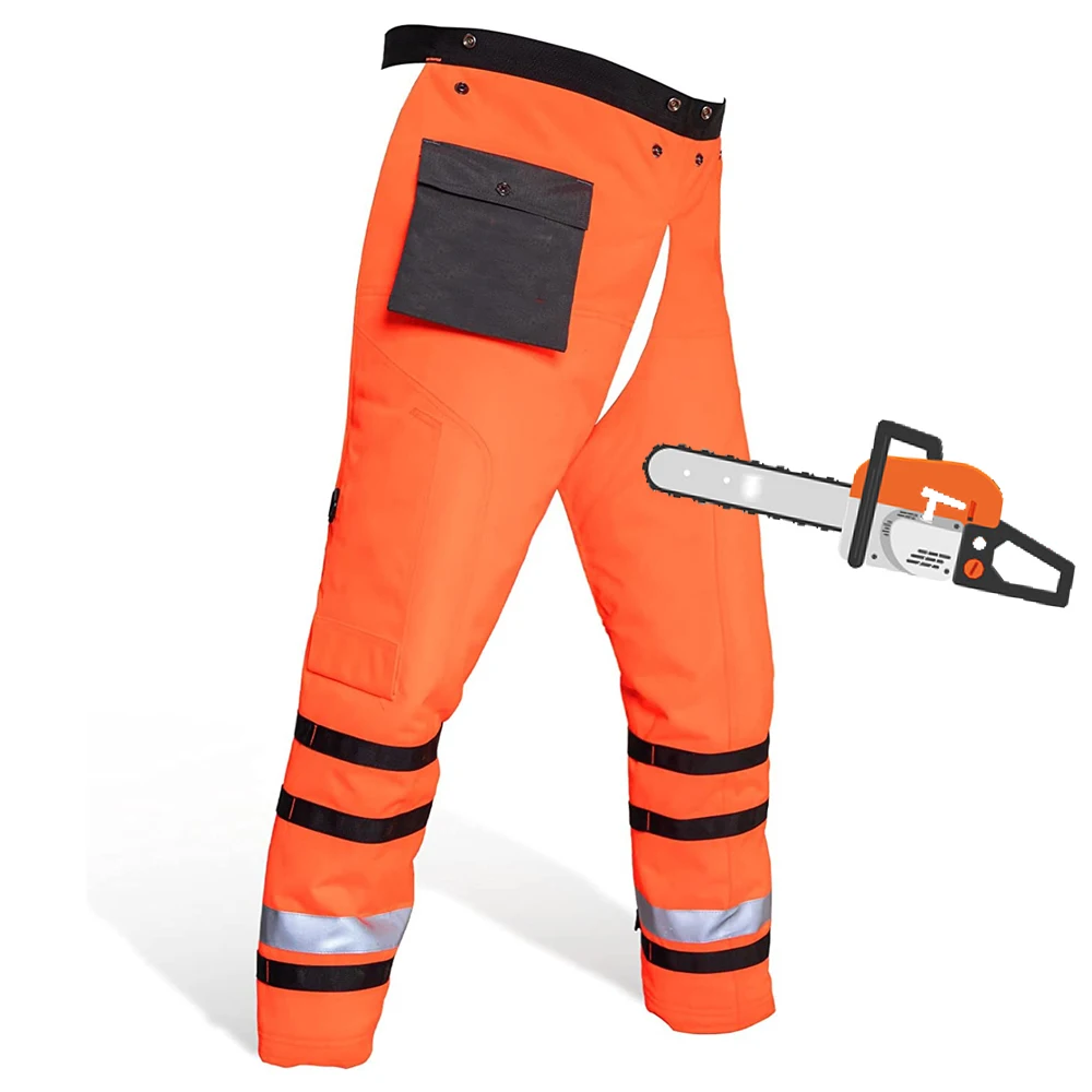 Gujia Lightweight Protective Adjustable Chainsaw Chaps Forest Apron Style Orange Leg Protection Safety  Wrap Chainsaw Pants