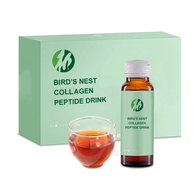 OEM Anti-Aging & Skin Whitening Drinks Bird Nest fermented  Marine Collagen Peptide liquid for Daily Collagen Supplement