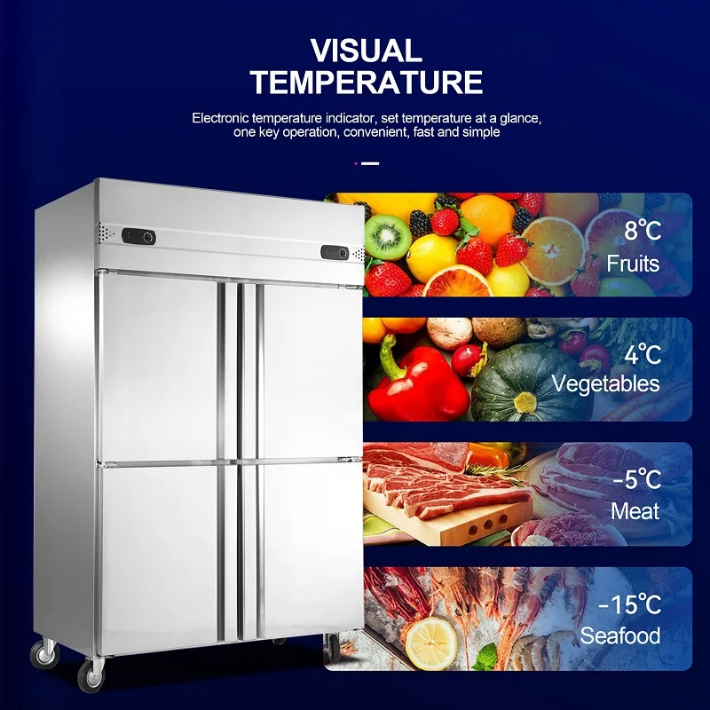 Commercial Refrigerated Counter Vertical Fridge Kitchen Worktable Freezer Meat Chiller